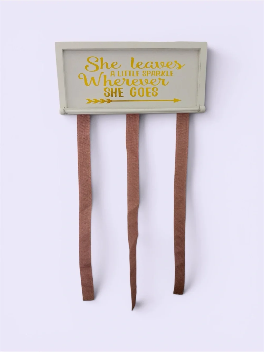 Decorative Wall Sign with Pink Ribbon Hangers - She Leaves a Little Sparkle